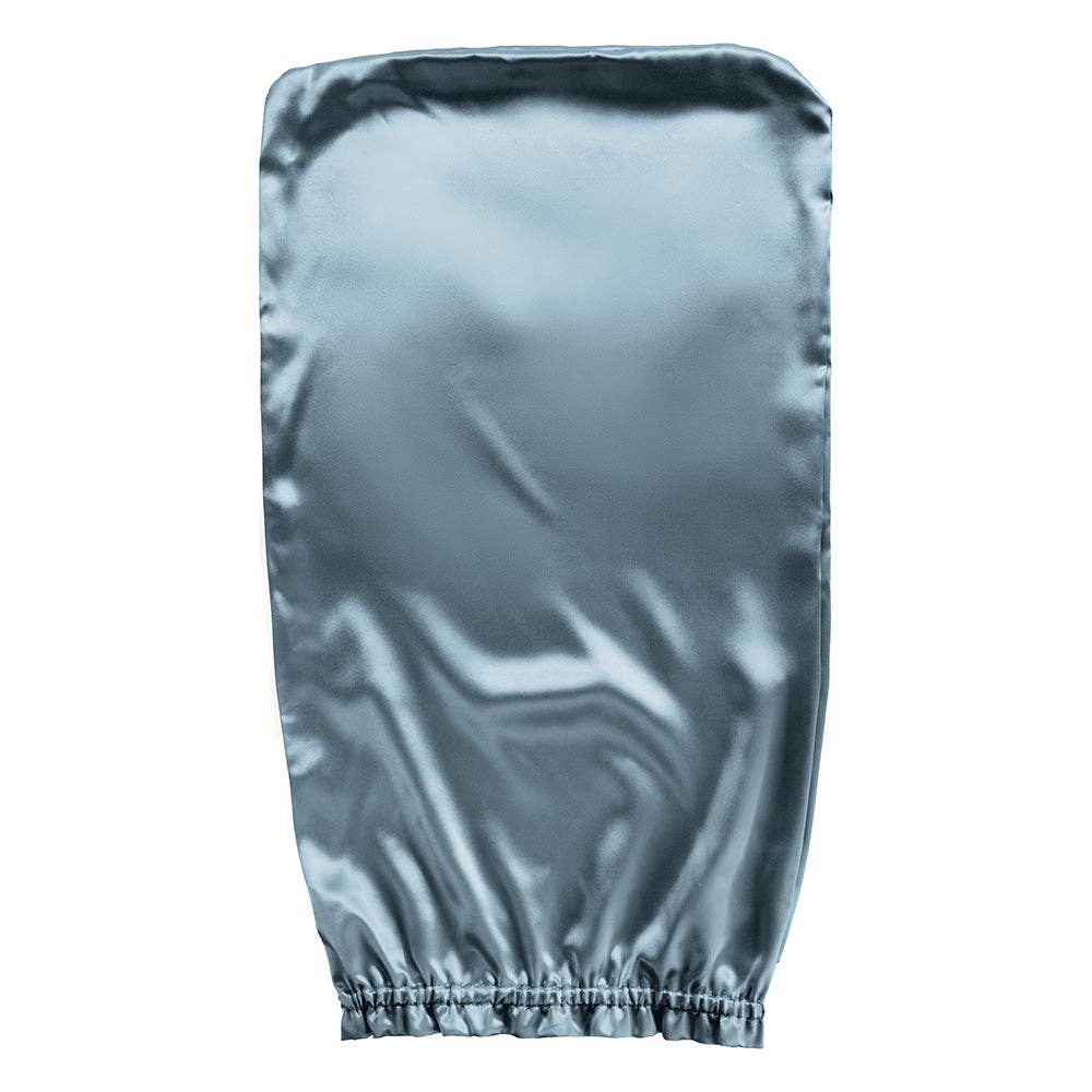 satin blue bonnet on a white background