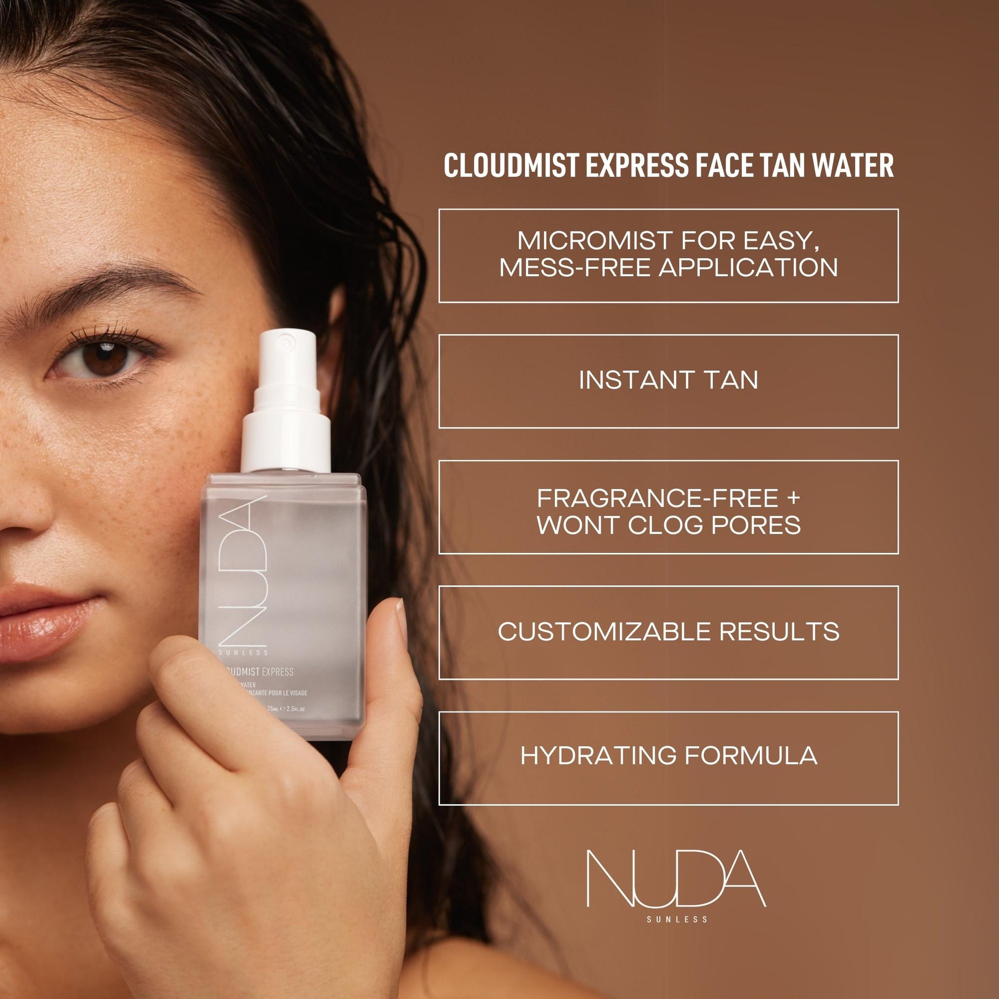 CloudMist Express - face tan water, develops in 1-3 hours, transfer-free