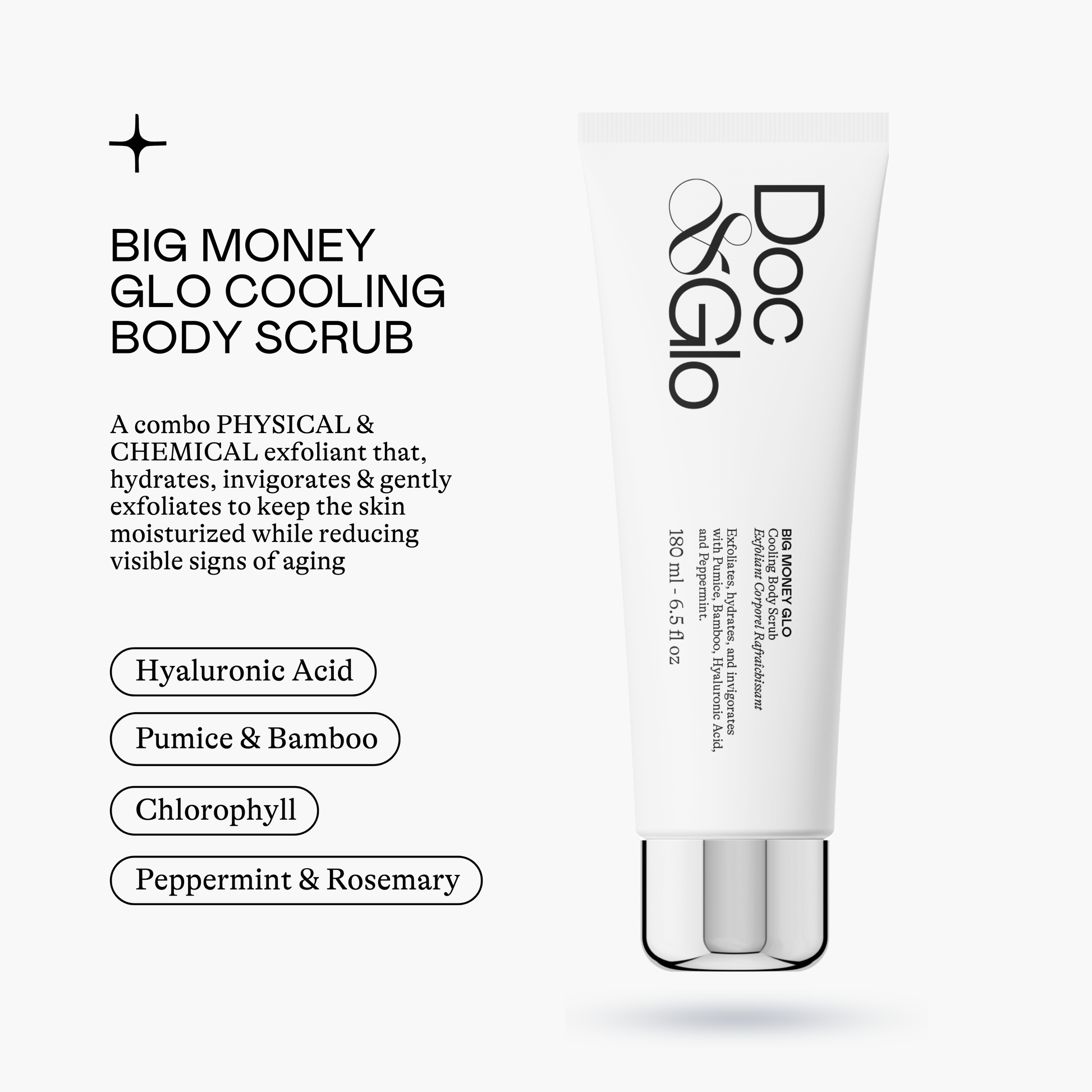 Cooling Body Scrub with product details on a white background