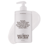 White body cream bottle with text on a white background