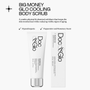 Big Money Glo Cooling Body Scrub with packaging on a white background