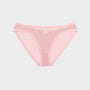 Light pink sheer mesh bikini briefs with a scalloped waistband, shown flat against a light gray background.
