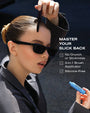 Woman with styled hair using the Pequi flyaway gel with text highlighting features.