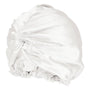White satin bonnet on a white background