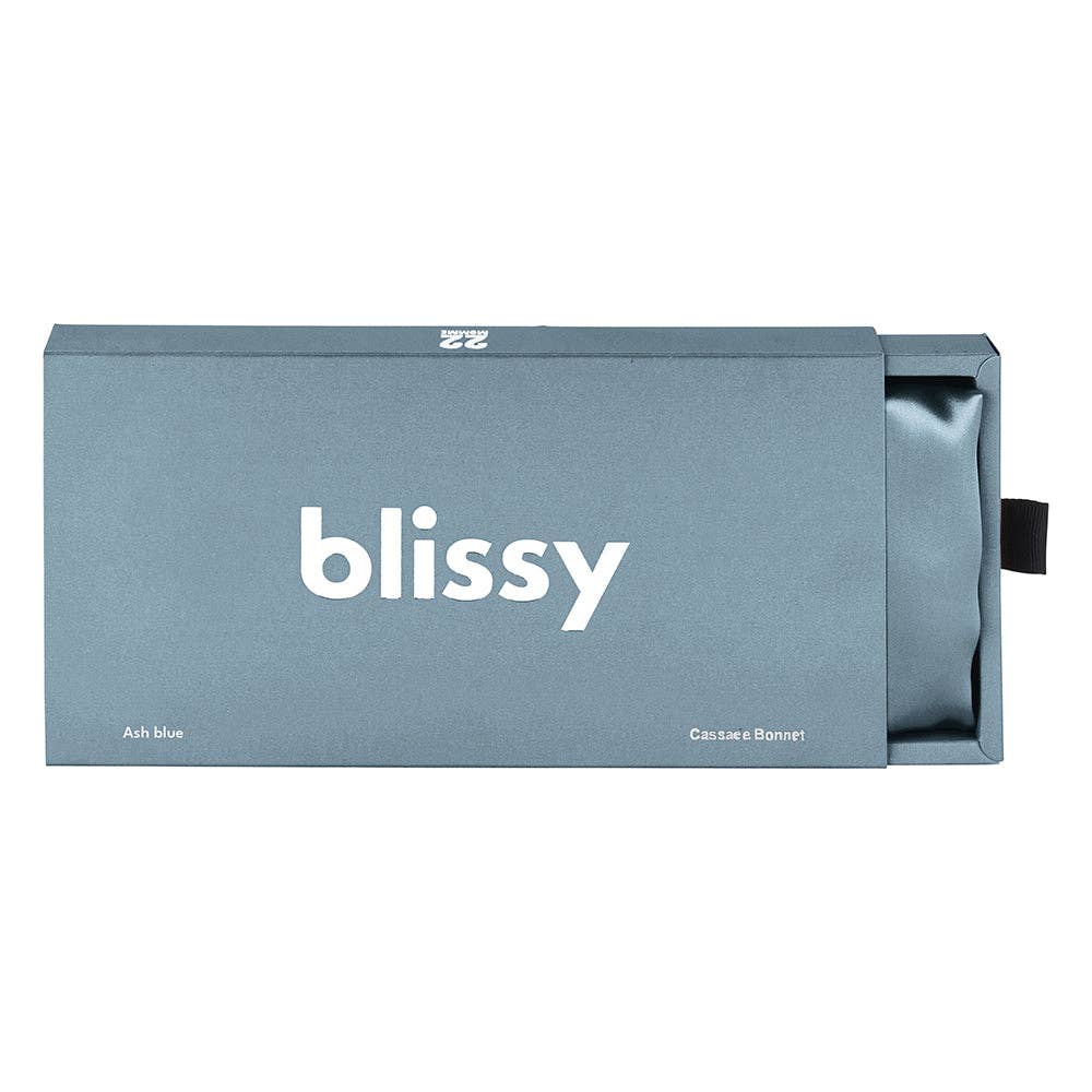 blue case with 'blissy' branding on a white background