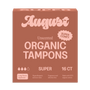 Box of August Organic Tampons on a white background