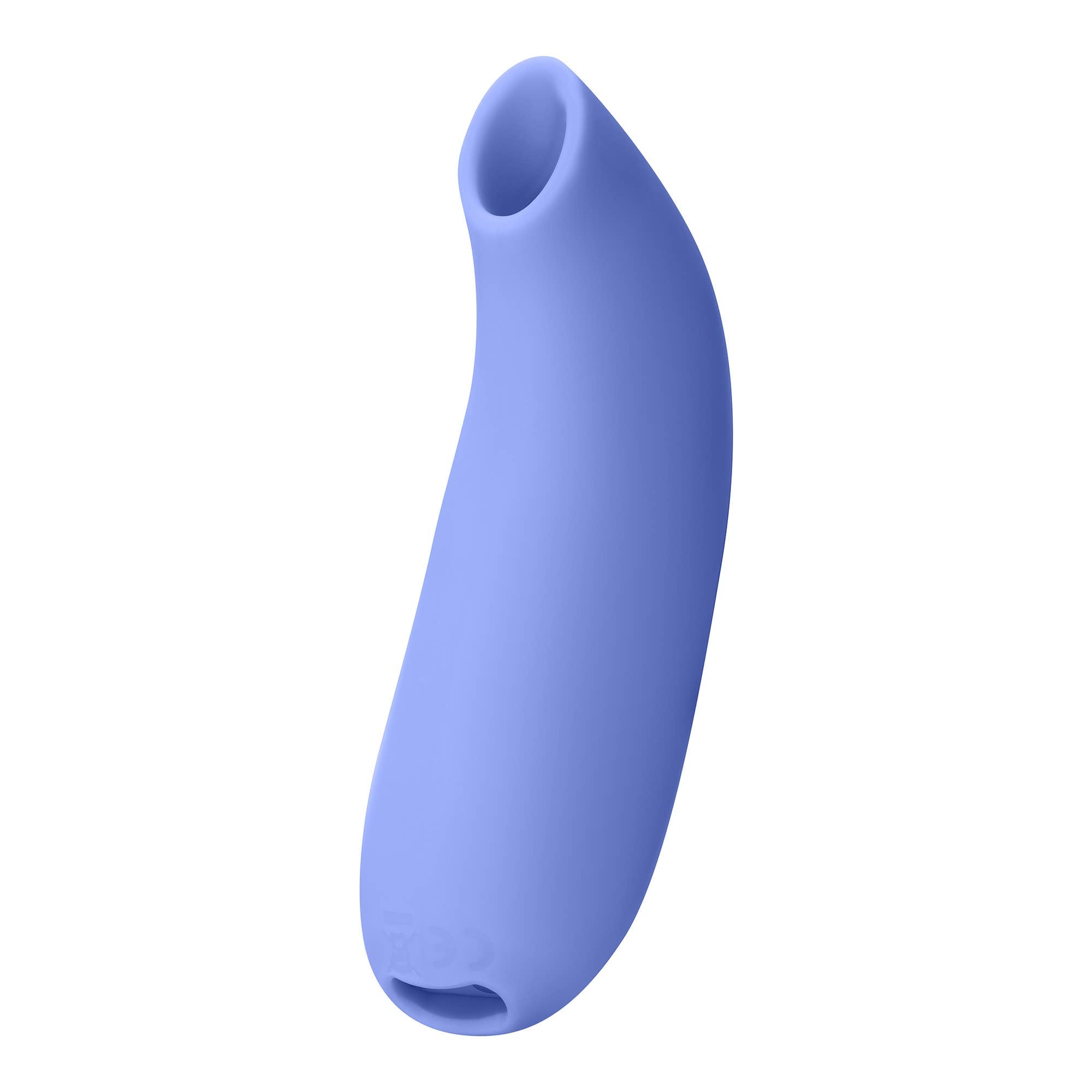 Blue silicone personal massager on a white background