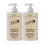 Two bottles of CUFFE Hydrating Body Wash side by side on a plain white background.