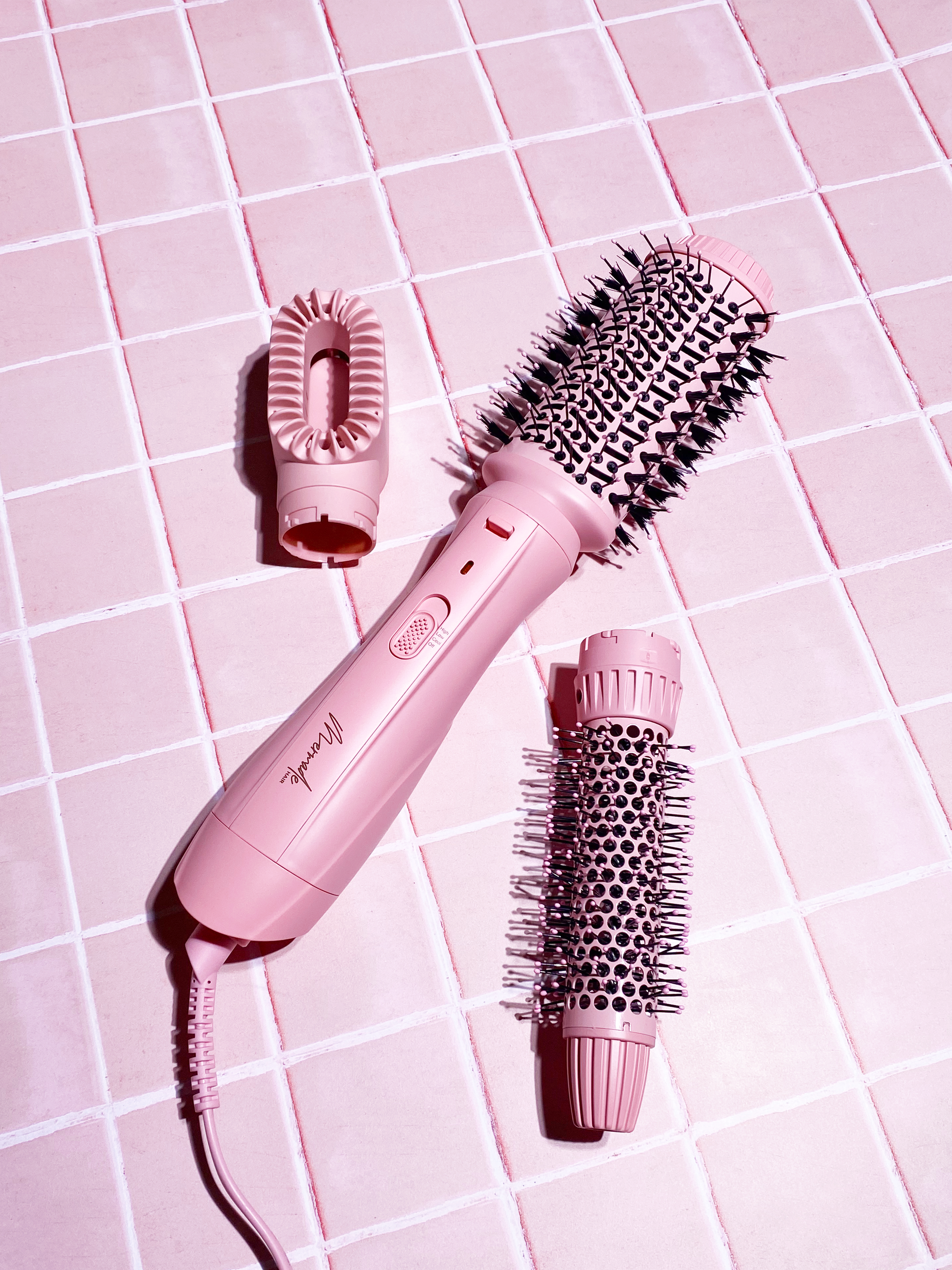 mermade Interchangeable Blow Dry Brush - 3 in 1 ionic hot air styler for volume + curls