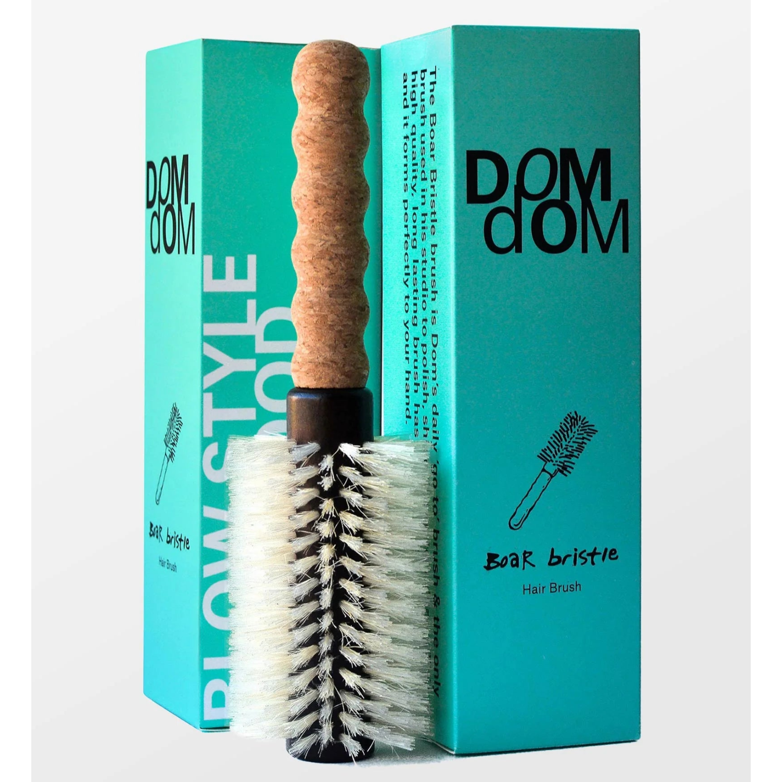 dom dom Medium Round Boar & Nylon Bristle Brush, 2.3in barrel