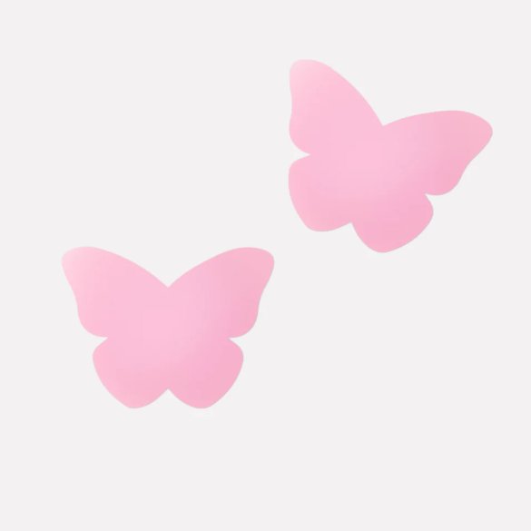 Two pink butterfly shapes on a light gray background