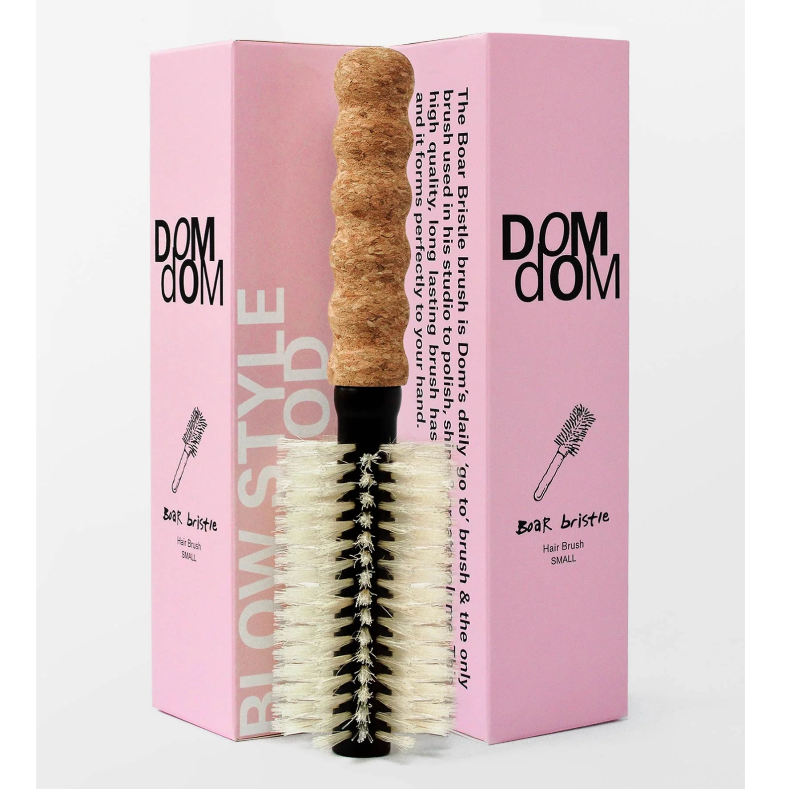 dom dom Small Round Boar & Nylon Bristle Brush, 2in barrel