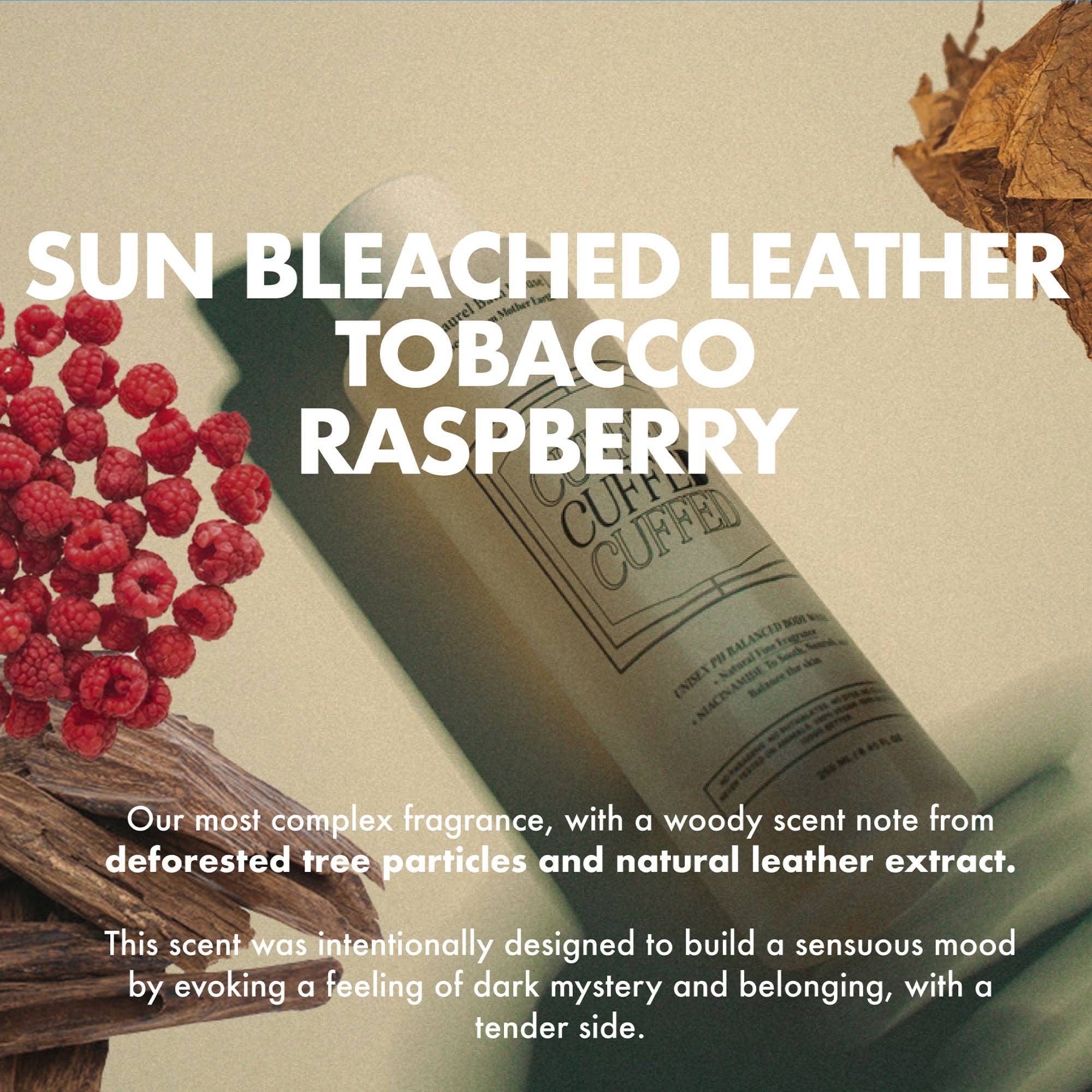 laurel bath house Cuffed Body Wash - leather, tobacco, & raspberry scented, unisex