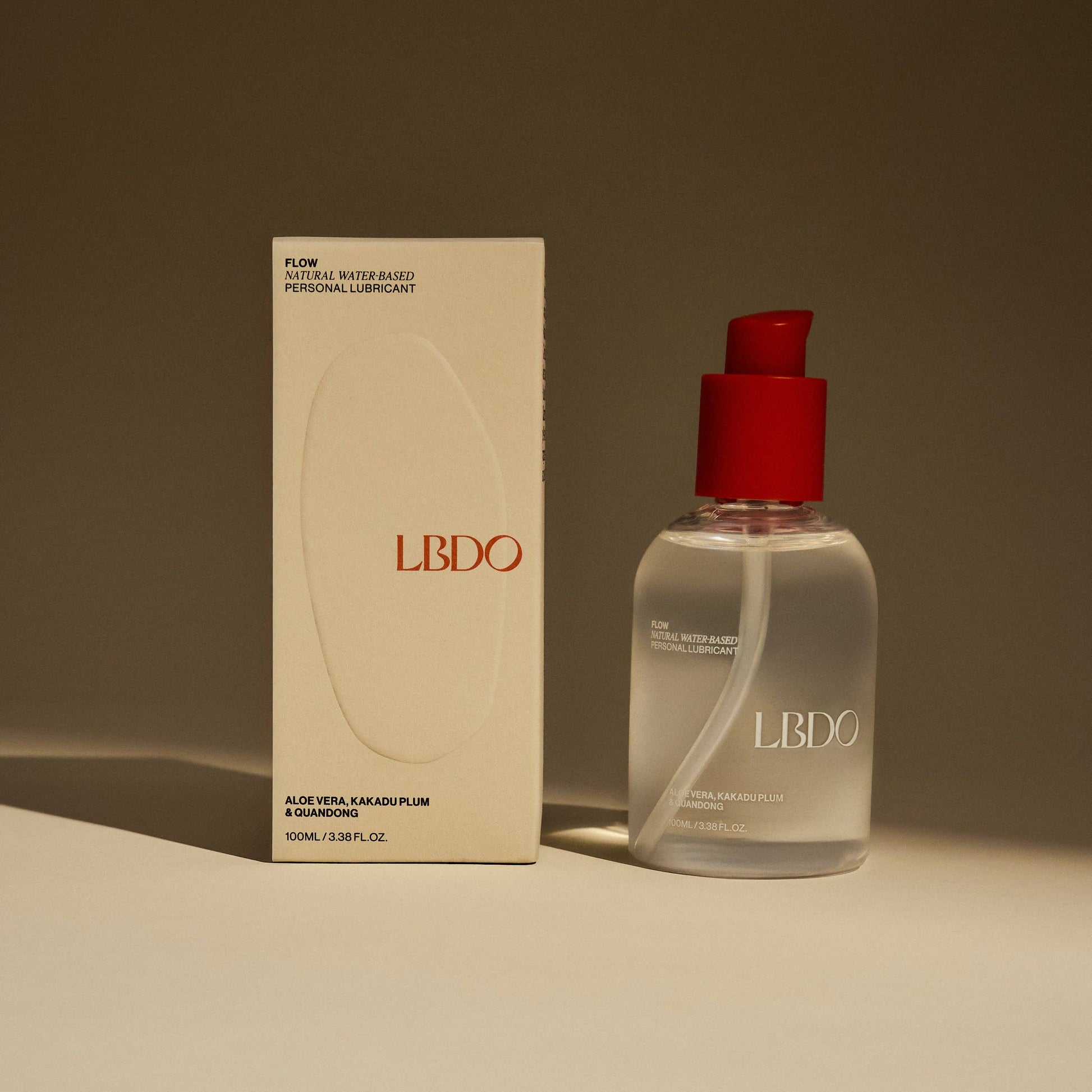 LBDO bottle and packaging on a beige background