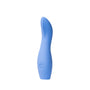 Blue silicone personal massager on a white background