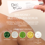 Big Money Glo Cooling Scrub being applied to skin with ingredient profile displayed.