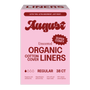 Pink box of August organic cotton liners on a white background