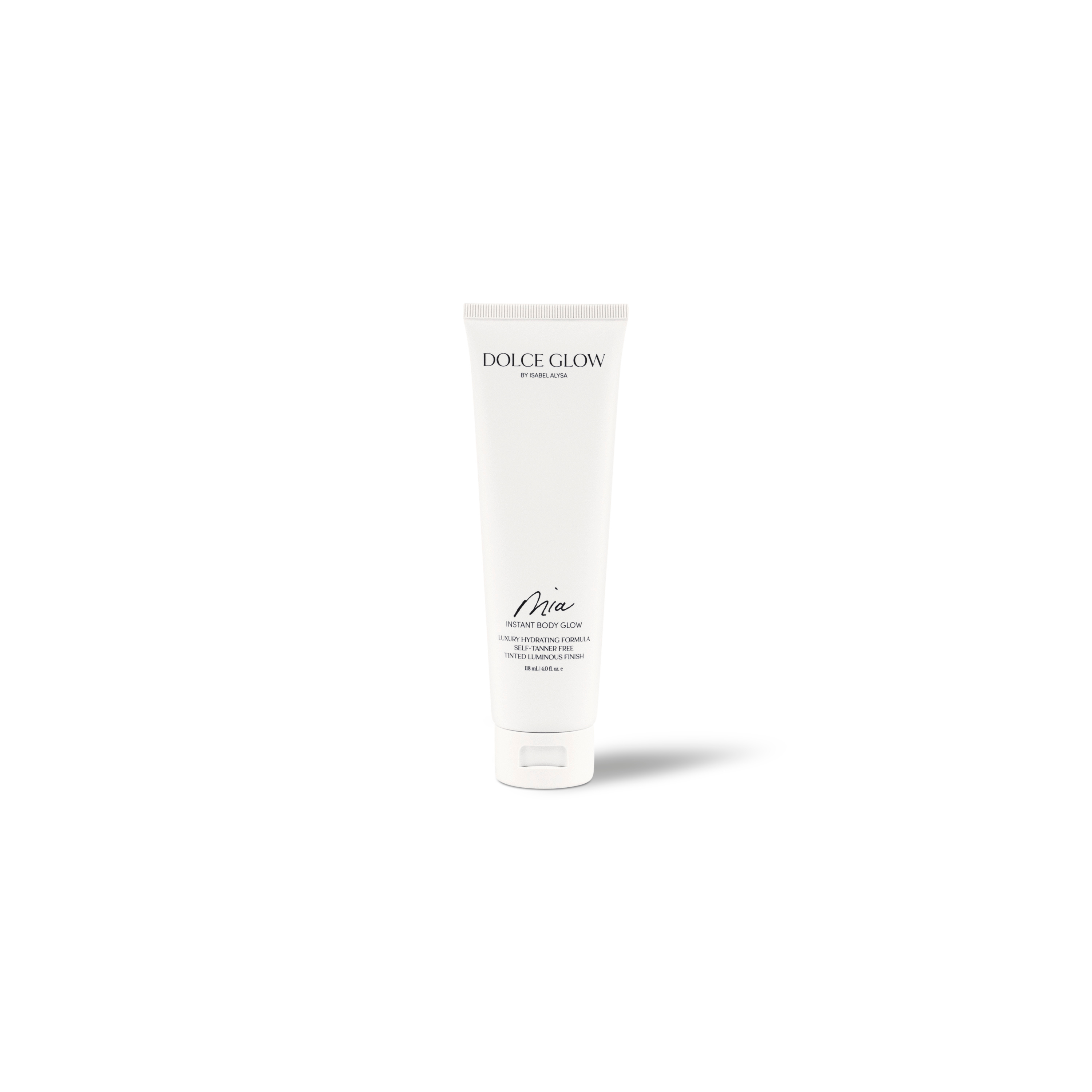 Dolce Glow skincare tube on a white background