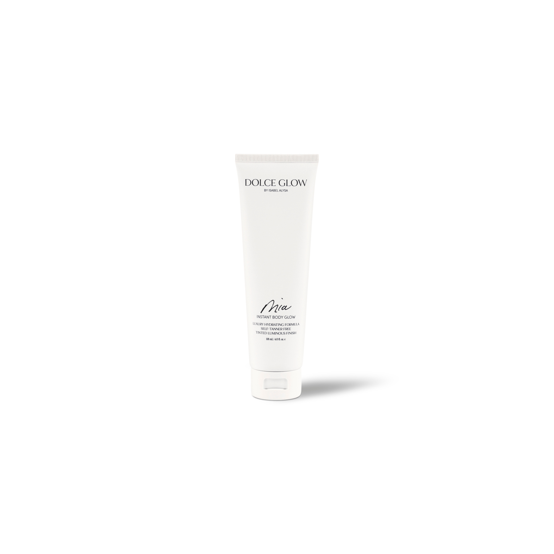 Dolce Glow skincare tube on a white background