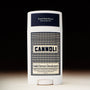 Cannoli solid serum deodorant with checkered pattern on a black background